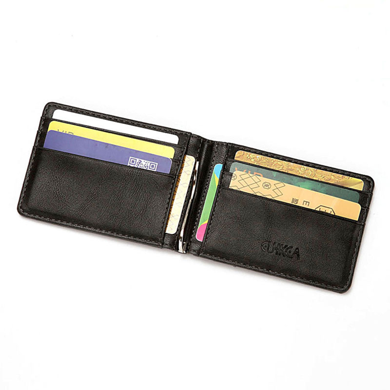 Money Clip Magnetic - Carteira masculina de couro rfid, fina,