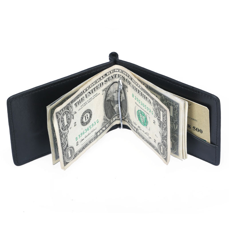 Money Clip Magnetic - Mini carteira de couro masculina, carteira
